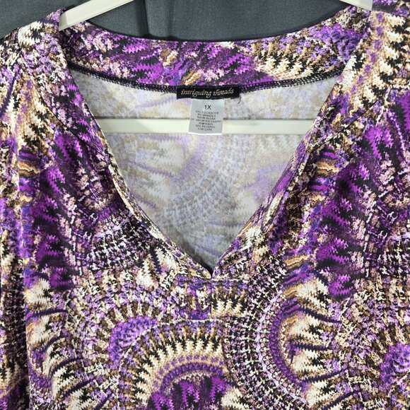 Vintage Intriguing Threads Woman's Pullover Tunic 3/4 Sleeve Size 1X (NN-9) - Picture 2 of 7